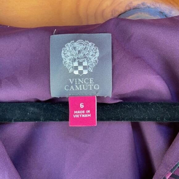 Vince Camuto Purple Floral Tassel Tie Bell Sleeve Mini Shift Dress Size S 6 - Picture 8 of 9